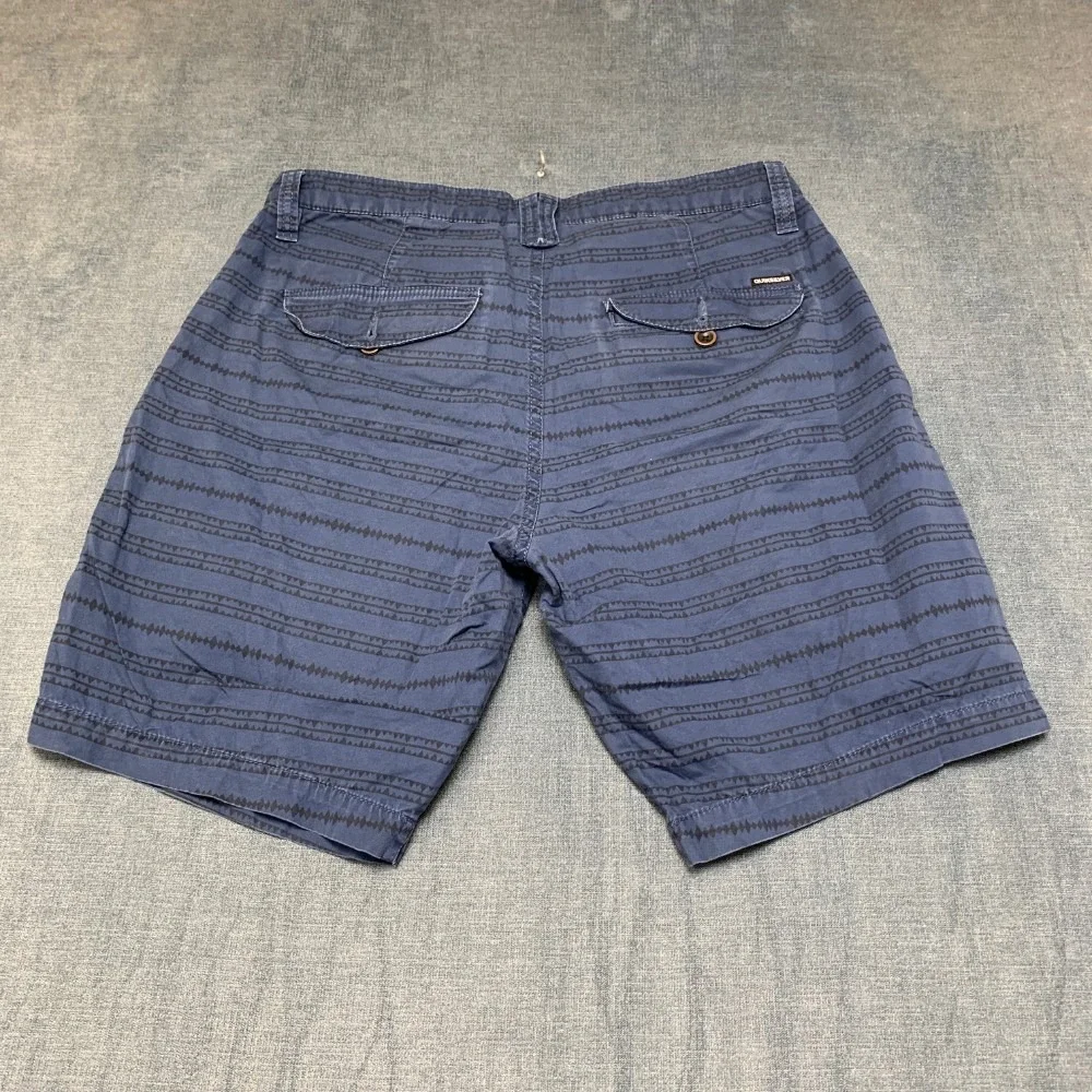 Quiksilver Chino Shorts Mens 32 Navy Blue Aztec Pattern Hiking Casual Outdoor